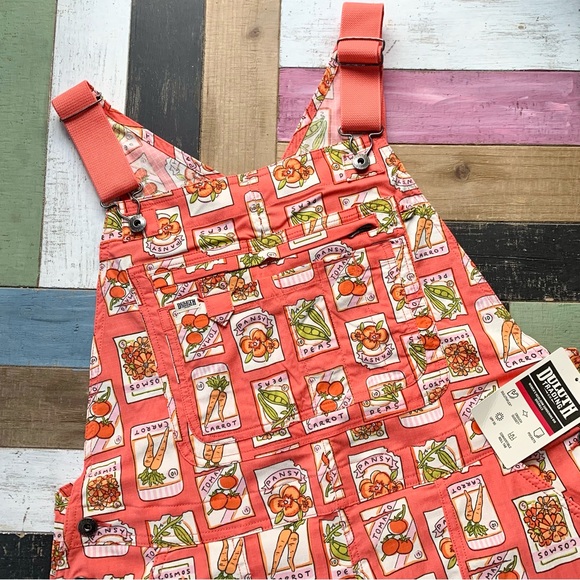 Duluth Trading Co Pants - NWT Duluth Large x31L Heirloom Gardening Bib Overalls Coral Seed Packets